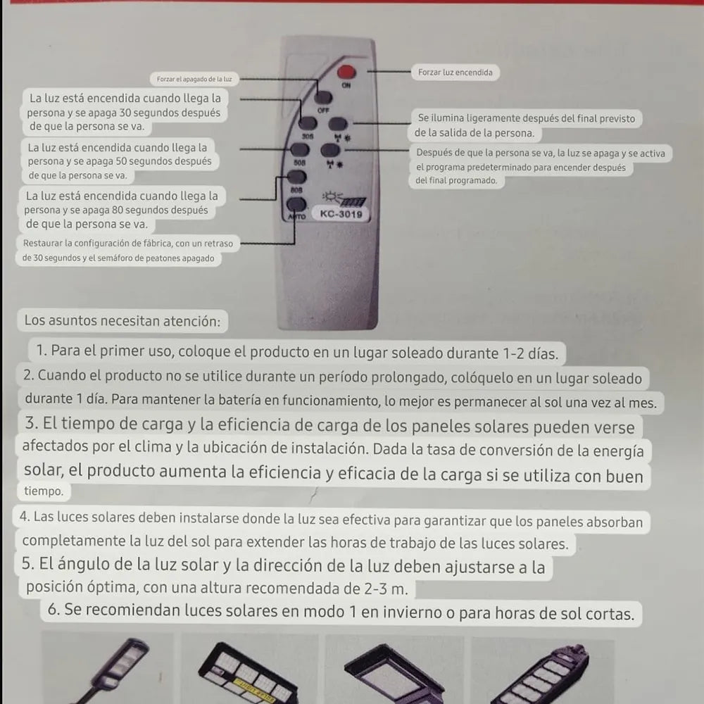 💡 Luminaria solar LED 300W - 150° - IP65 Sensor Movimiento