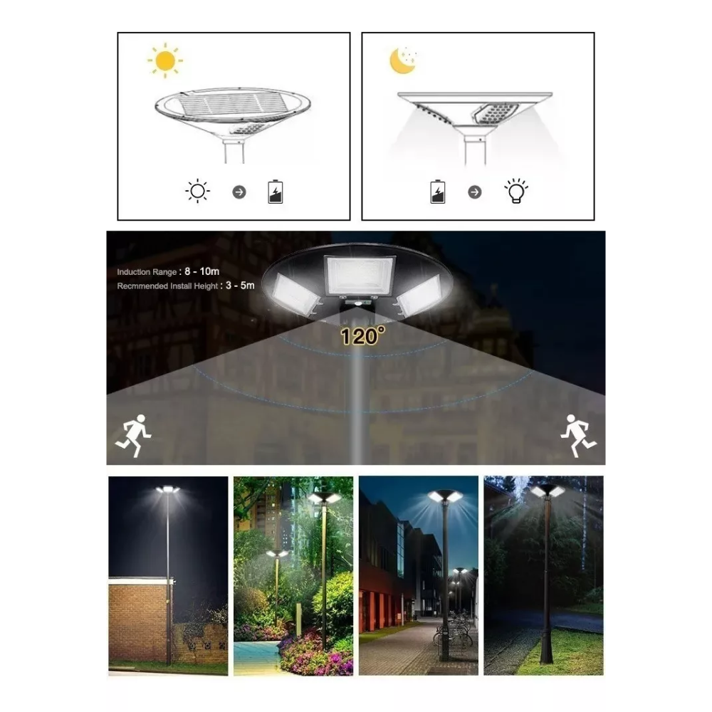💡Luminaria solar LED 500W - 120° - IP65 - Sensor Movimiento