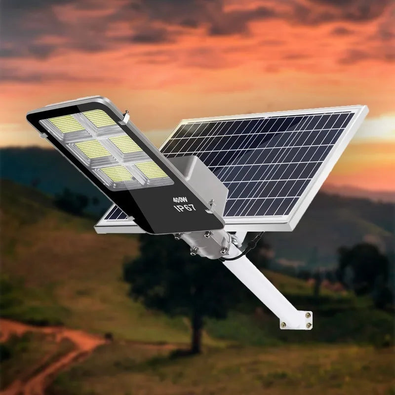 💡Luminaria solar LED 400W - 180° - IP65 + tubo + panel