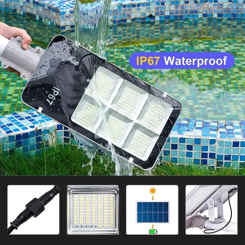 💡Luminaria solar LED 400W - 180° - IP65 + tubo + panel