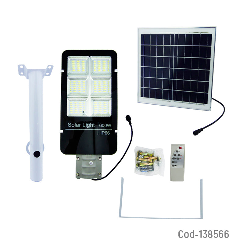 💡Luminaria solar LED 600W - 180° - IP65 + tubo + panel