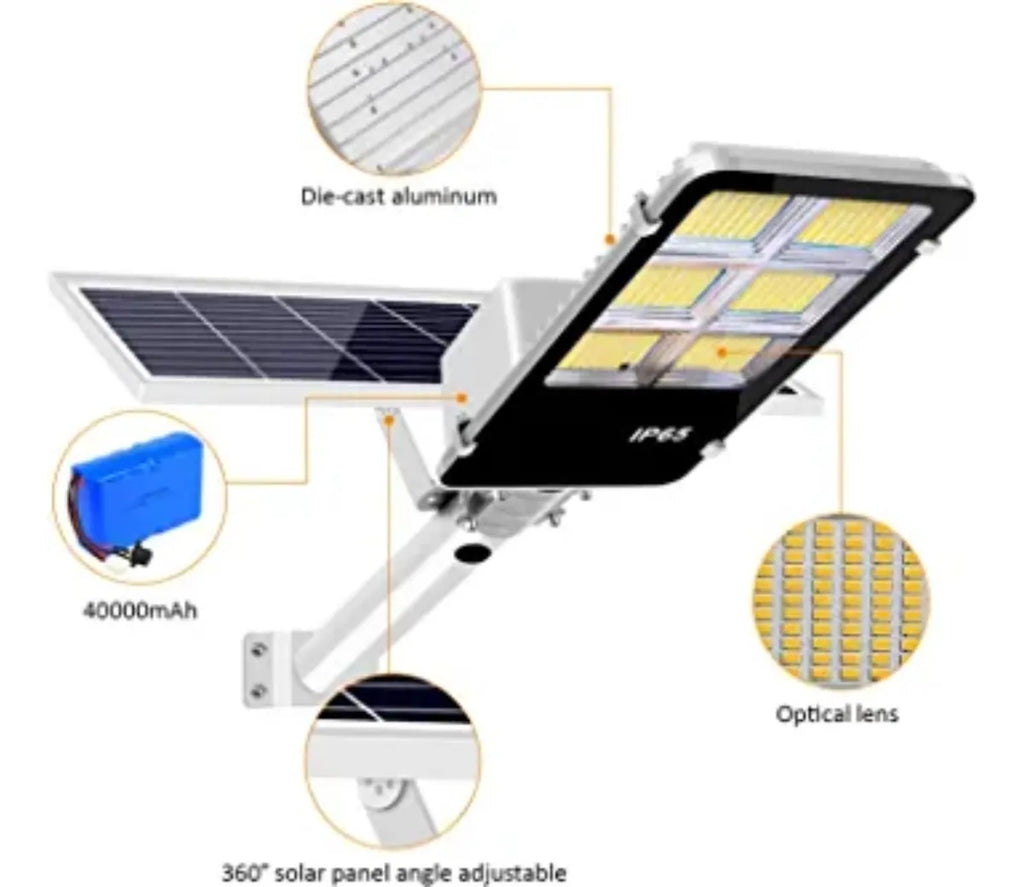 💡Luminaria solar LED 400W - 180° - IP65 + tubo + panel
