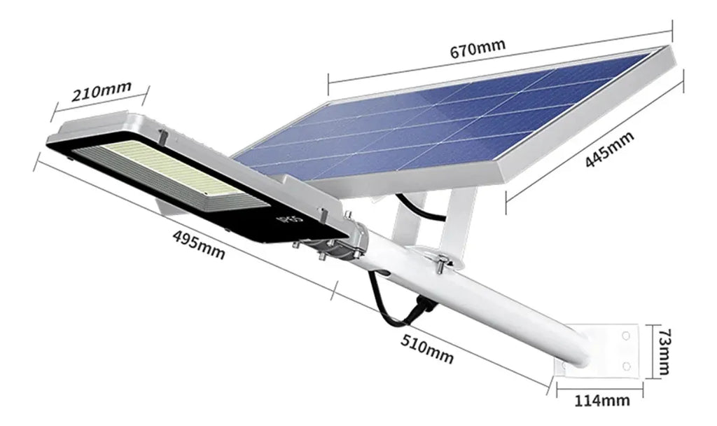 💡Luminaria solar LED 600W - 180° - IP65 + tubo + panel